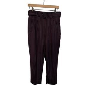 Cartonnier Anthropologie Women Sz 6 Trousers Linework Stripe Pant HighWaist Belt